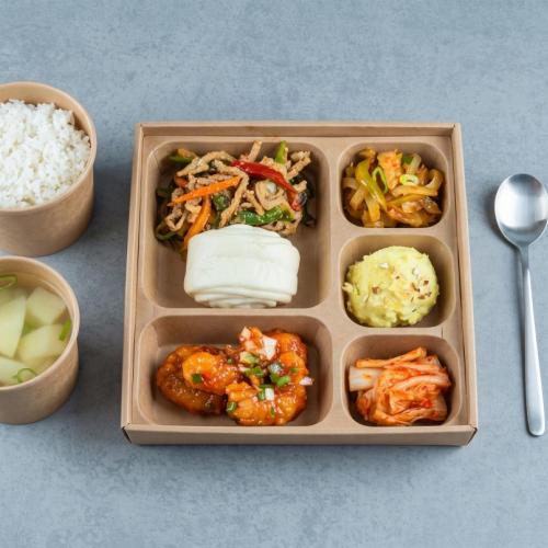 칠리새우와 고추잡채덮밥 도시락